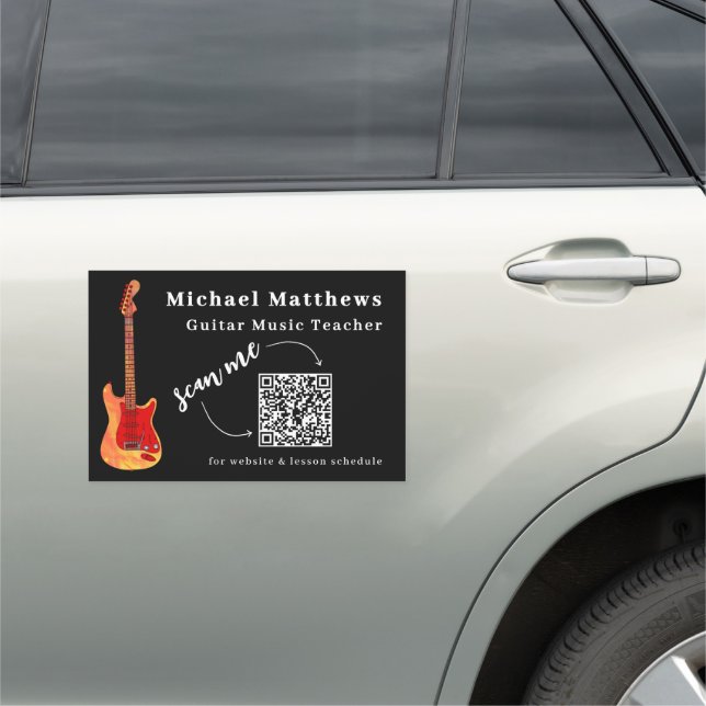 Guitar Teacher Music Lessons QR code Car Magnet (In Situ)