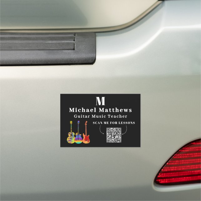 Guitar Teacher Music Lessons QR code Car Magnet (In Situ)