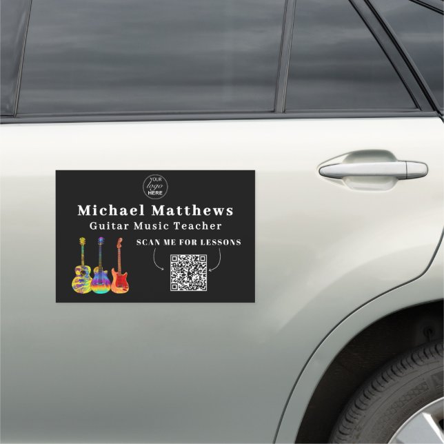 Guitar Teacher Music Lessons QR code Car Magnet (In Situ)