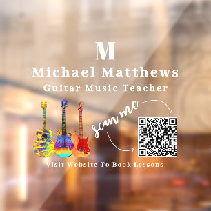 Guitar Teacher Music Lessons QR Code Window Cling