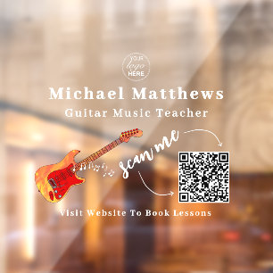 Guitar Teacher Music Lessons QR Code Window Cling