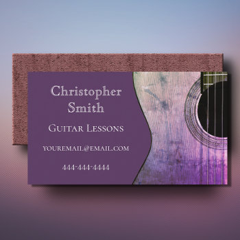 Guitar Teacher Music Lessons Trendy Modern Purple Business Card by Indiamoss at Zazzle
