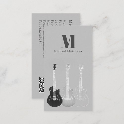 Guitar Teacher Music Professional Custom QR Code Business Card