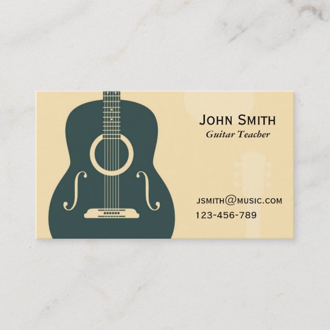 Guitar Teacher Music tutor freelance Business Card (Front)
