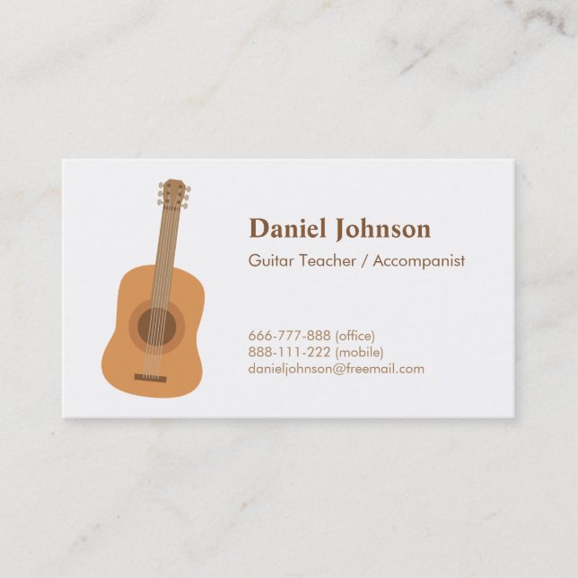 Guitar Teacher Musician Business Cards (Front)