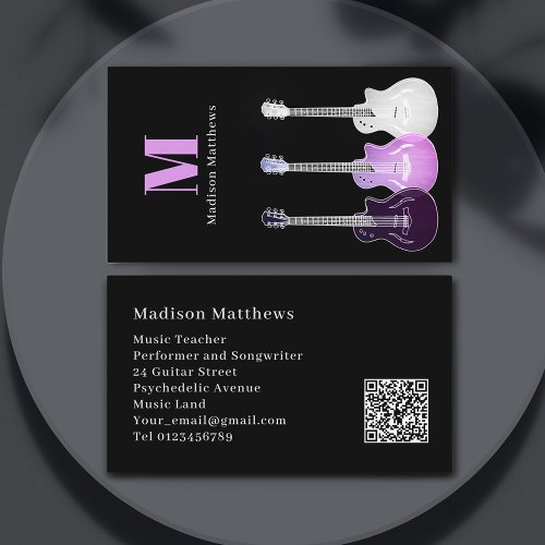 Guitar Teacher Musician Custom QR Code Business Card