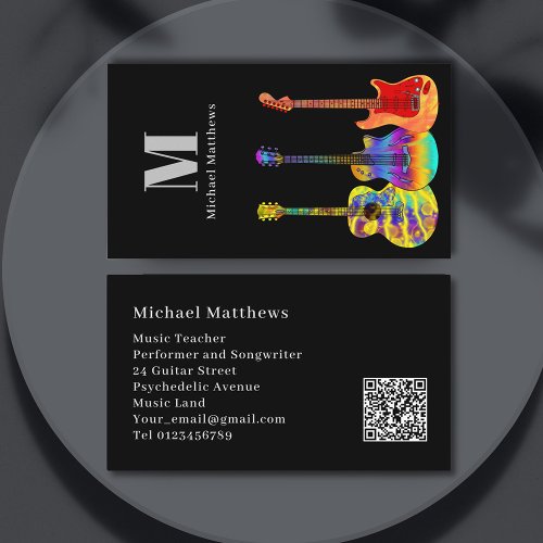 Guitar Teacher Musician Custom QR Code Business Card