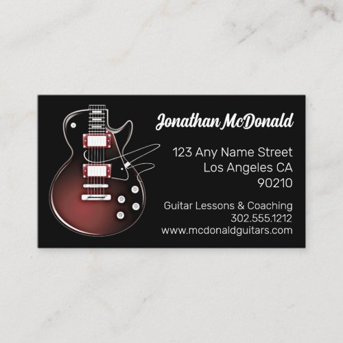 Guitar Teacher Musician Guitarist Rock Band Music  Business Card