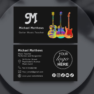 Guitar Teacher Musician Logo Social Media Business Card