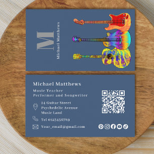 Guitar Teacher QR Code and Social Media Custom Business Card