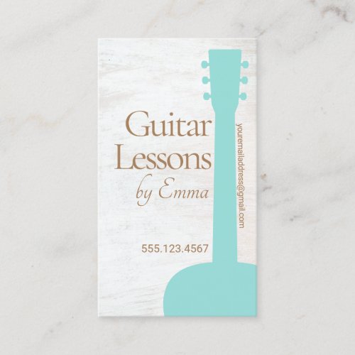 Guitar Teacher Wood Business Card