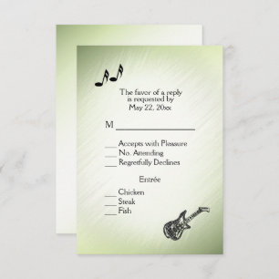 Guitar Theme Stunning Green RSVP with Menu Choice