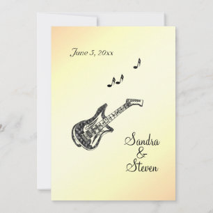 Guitar Theme Yellow Wedding Invitation  