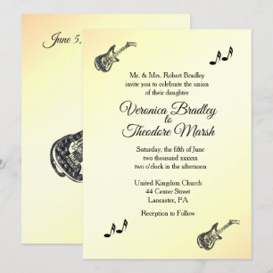 Guitar Theme Yellow Wedding Invitation  
