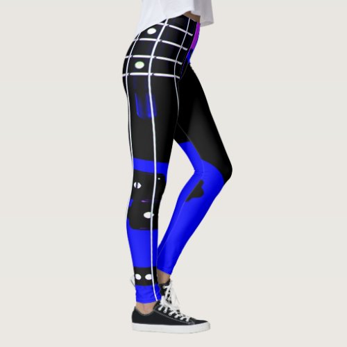 Guitar Themed Leggings Black and Blue