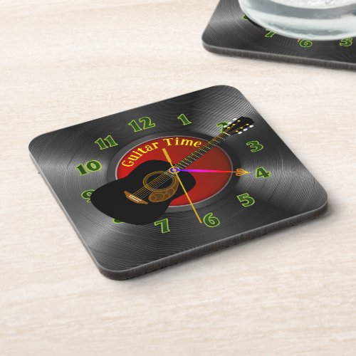 Guitar Time Editable Text Beverage Coaster
