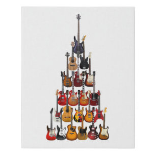 Guitar Tree Christmas Light Rock Music Faux Canvas Print