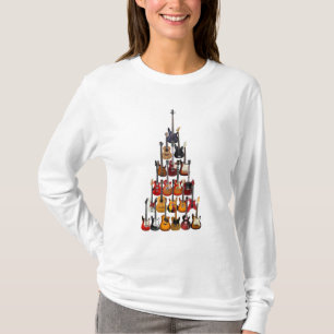 Guitar Tree Christmas Light Rock Music T-Shirt