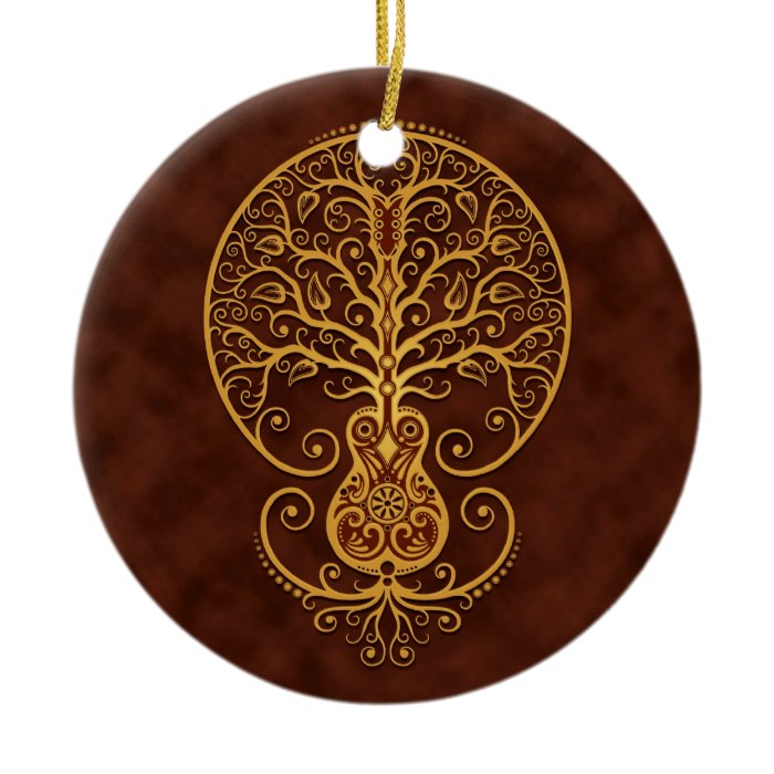 Guitar Tree, Golden Brown Christmas Tree Ornaments