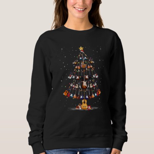 Guitar Tree Hat In Snow Merry Christmas Decoration Sweatshirt