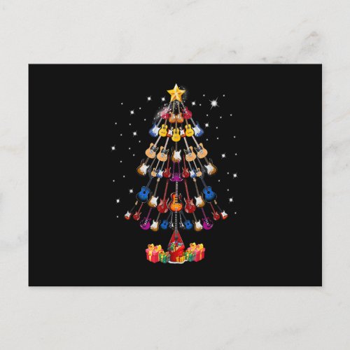 Guitar Tree Lights Christmas Pajamas Guitar Lovers Postcard