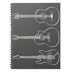 Guitar trio retro grunge music notebook