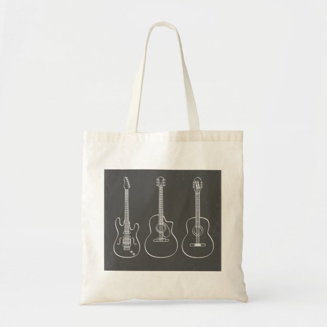 Guitar trio retro grunge music tote bag (Front)