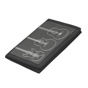 Guitar trio retro grunge music tri-fold wallet