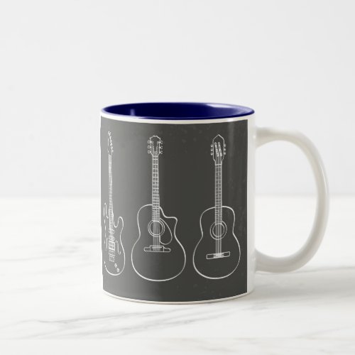 Guitar trio retro grunge music Two_Tone coffee mug