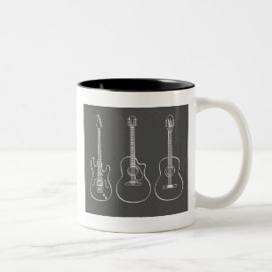 Guitar trio retro grunge music Two-Tone coffee mug