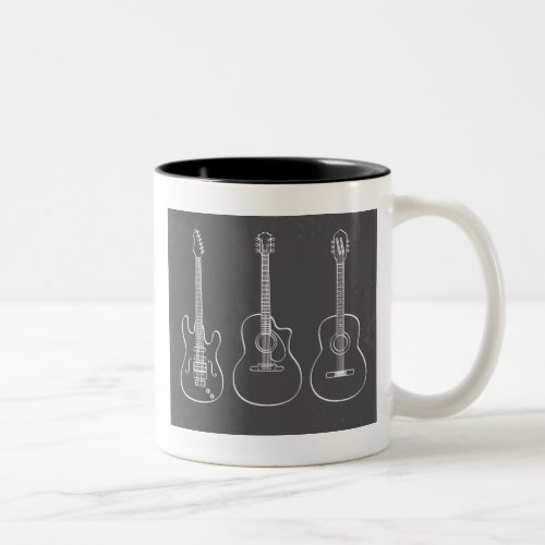 Guitar trio retro grunge music Two_Tone coffee mug