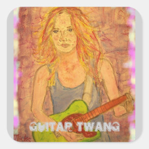 Guitar Twang Girl Square Sticker