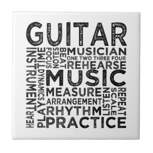 Guitar Typography Ceramic Tile