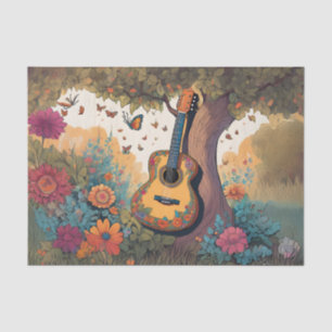 Guitar Under the Tree Decoupage Tissue Paper