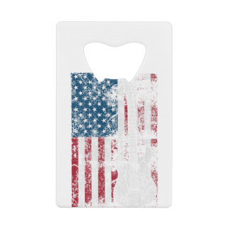 Guitar USA Flag Patriotic Guitar Lovers US Gift Credit Card Bottle Opener