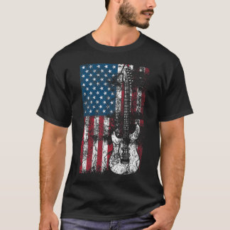 Guitar USA Flag Patriotic Guitar Lovers US Gift T-Shirt