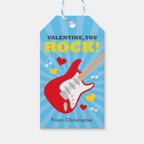 Guitar Valentine Gift Tag for Kids
