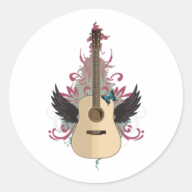 Guitar Vibes  Classic Round Sticker (Front)