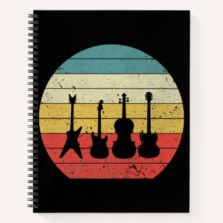 Guitar Vintage Retro Sunset Guitar Music Gift Notebook