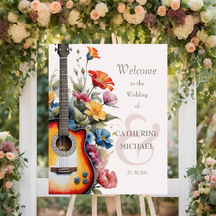Guitar Wildflower Ampersand Musical Wedding  Foam Board