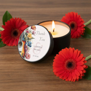 Guitar Wildflower Ampersand Musical Wedding  Mini Candle Favors