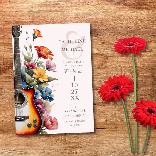 Guitar Wildflower Ampersand Musical Wedding  Save The Date (Creator Uploaded)