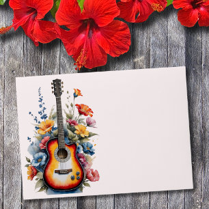Guitar Wildflower Musical Country Spring Wedding Envelope