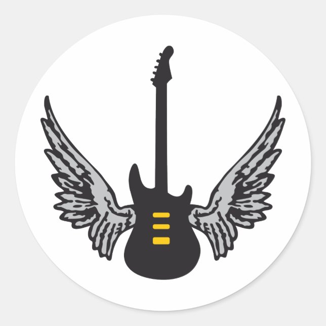 guitar wings classic round sticker (Front)