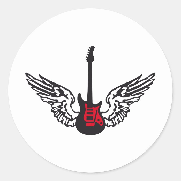 guitar wings round stickers