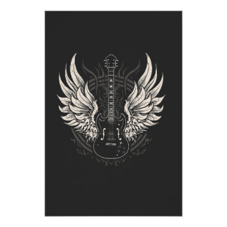 Guitar with angel wings poster