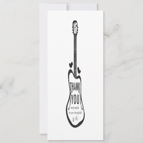 Guitar with Love Birds Thank You Note