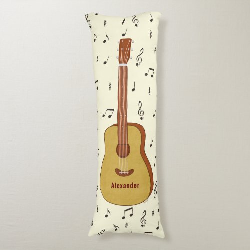 Guitar With Music Notes Personalized Body Pillow