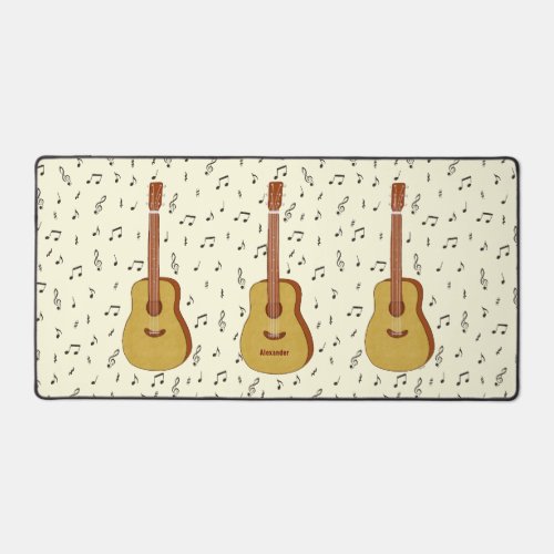 Guitar With Music Notes Personalized Desk Mat