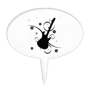 Guitar With Musical Notes Cake Topper